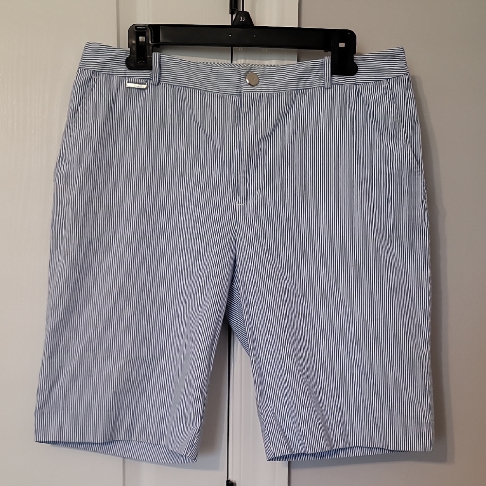 Lauren Active- Ralph Lauren Women's Blue+White Stripe Shorts